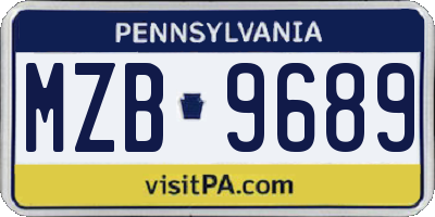 PA license plate MZB9689