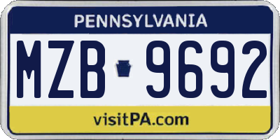 PA license plate MZB9692