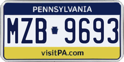PA license plate MZB9693