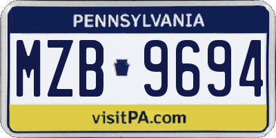 PA license plate MZB9694