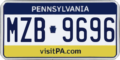 PA license plate MZB9696