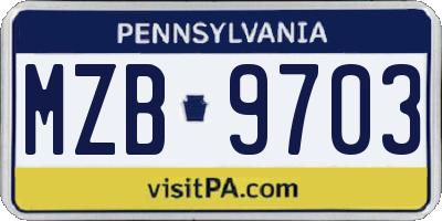 PA license plate MZB9703
