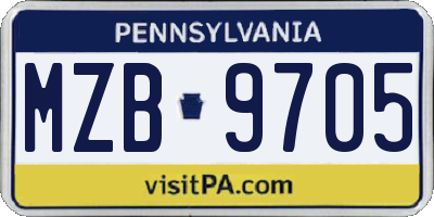 PA license plate MZB9705