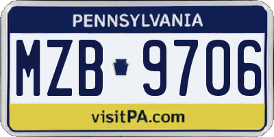 PA license plate MZB9706