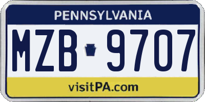 PA license plate MZB9707
