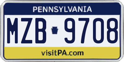 PA license plate MZB9708