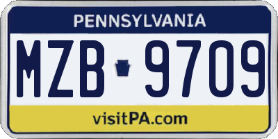 PA license plate MZB9709