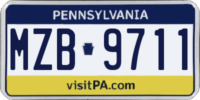 PA license plate MZB9711