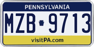 PA license plate MZB9713