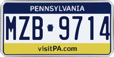 PA license plate MZB9714