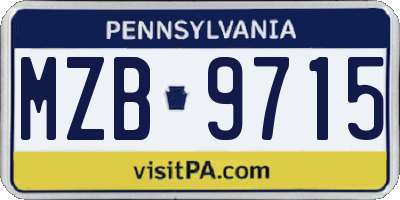 PA license plate MZB9715