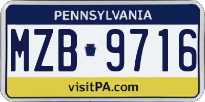 PA license plate MZB9716