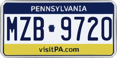 PA license plate MZB9720