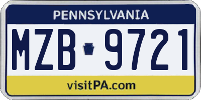 PA license plate MZB9721
