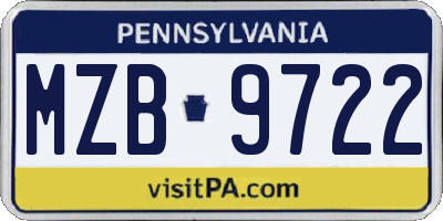 PA license plate MZB9722