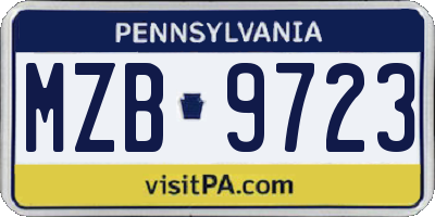 PA license plate MZB9723