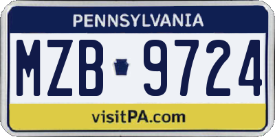 PA license plate MZB9724