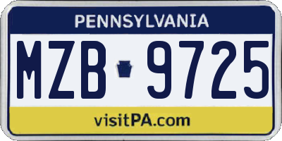PA license plate MZB9725
