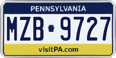 PA license plate MZB9727