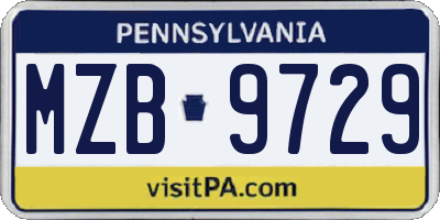 PA license plate MZB9729
