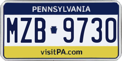 PA license plate MZB9730