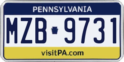 PA license plate MZB9731