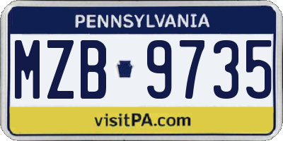 PA license plate MZB9735