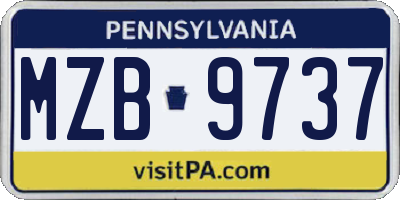 PA license plate MZB9737