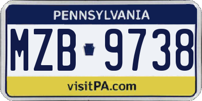 PA license plate MZB9738