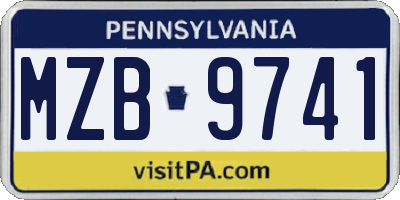 PA license plate MZB9741