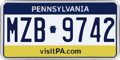 PA license plate MZB9742