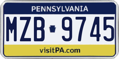 PA license plate MZB9745