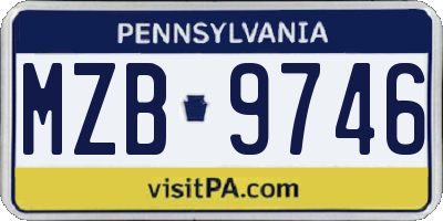 PA license plate MZB9746