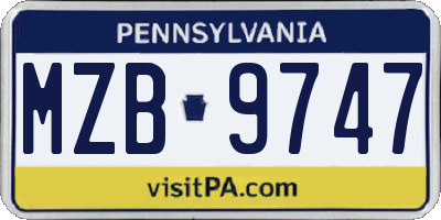PA license plate MZB9747