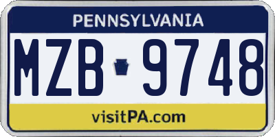 PA license plate MZB9748