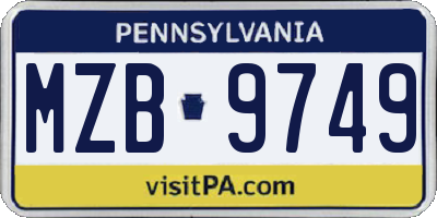 PA license plate MZB9749