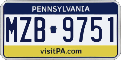 PA license plate MZB9751