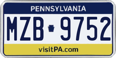 PA license plate MZB9752