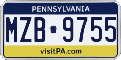 PA license plate MZB9755