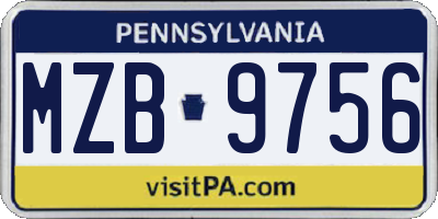 PA license plate MZB9756