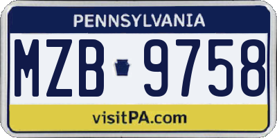 PA license plate MZB9758