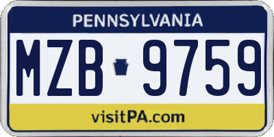 PA license plate MZB9759