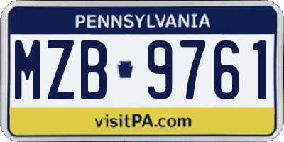 PA license plate MZB9761