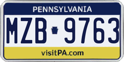 PA license plate MZB9763