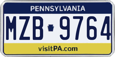 PA license plate MZB9764