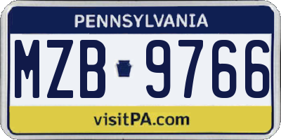 PA license plate MZB9766