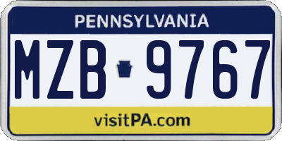 PA license plate MZB9767