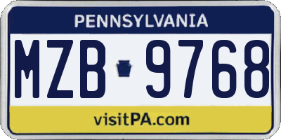 PA license plate MZB9768