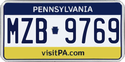 PA license plate MZB9769