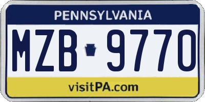 PA license plate MZB9770